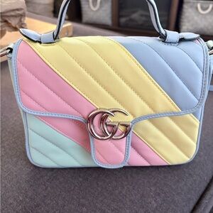 Gucci Pastel Diagonal Quilted Crossbody Bag with Double G
